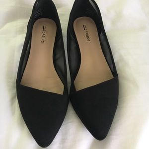 BLACK pointed toe flats with sheer detailing